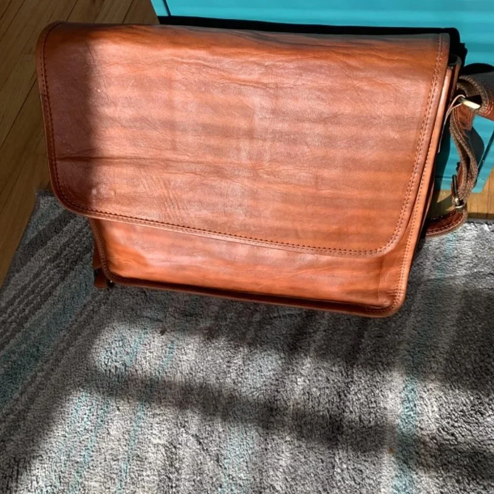 Men's Brown Leather Laptop Bag